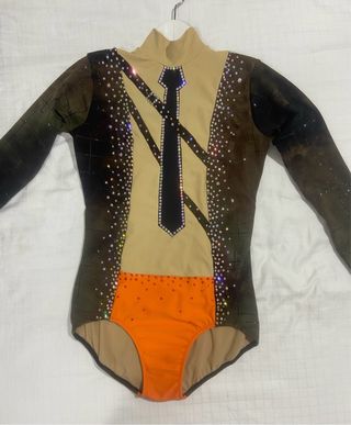 Maillot Gimnasia Rítmica Marrón y Naranja.