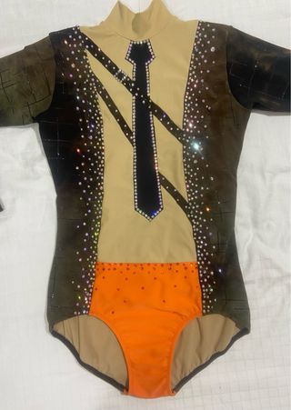 Maillot Gimnasia Rítmica Marrón y Naranja.