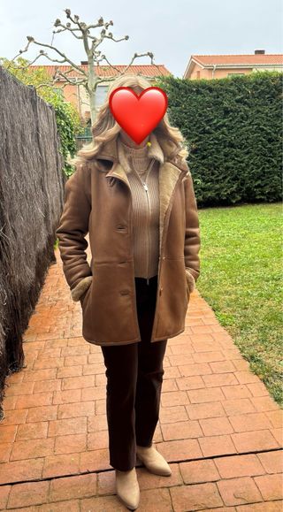 Abrigo Piel Vuelta Marrón Auténtica