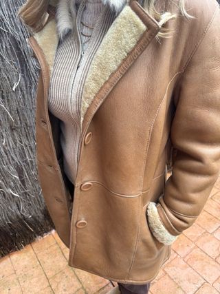 Abrigo Piel Vuelta Marrón Auténtica