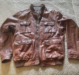 Chaqueta de Piel Auténtica Marrón