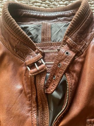 Chaqueta de Piel Auténtica Marrón