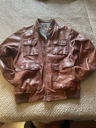 Chaqueta de Piel Auténtica Marrón