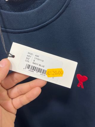 Felpa Ami Paris blu con cuore rosso