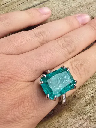 Anillo Plata S925 Piedra Esmeralda