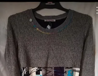 Vestido Mosmeta Talla M Gris Multicolor