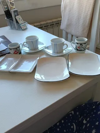 Conjunto Tazas y Platos Cerámica