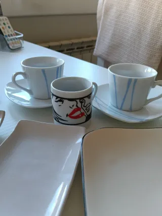 Conjunto Tazas y Platos Cerámica