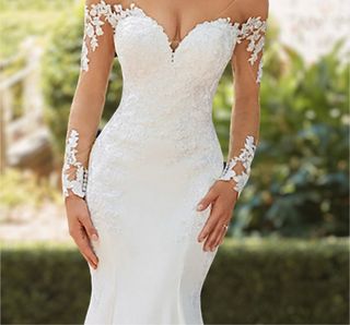 Vestido de Novia Sirena Encaje Manga Larga