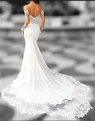 Vestido de Novia Sirena Encaje Manga Larga