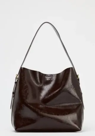 Bolso saco piel marrón
