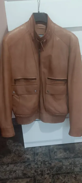 Cazadora de cuero marrón Talla 46