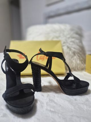 Sandalias Tacón Plataforma Negras