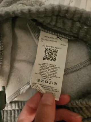 Pantaloni felpati grigi Puma 13/14 anni