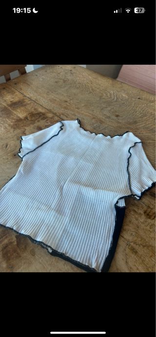 Top Shein maniche corte patchwork