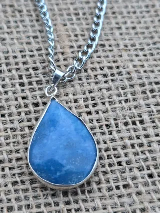 Collar Lágrima Plata y Cuarzo Azul