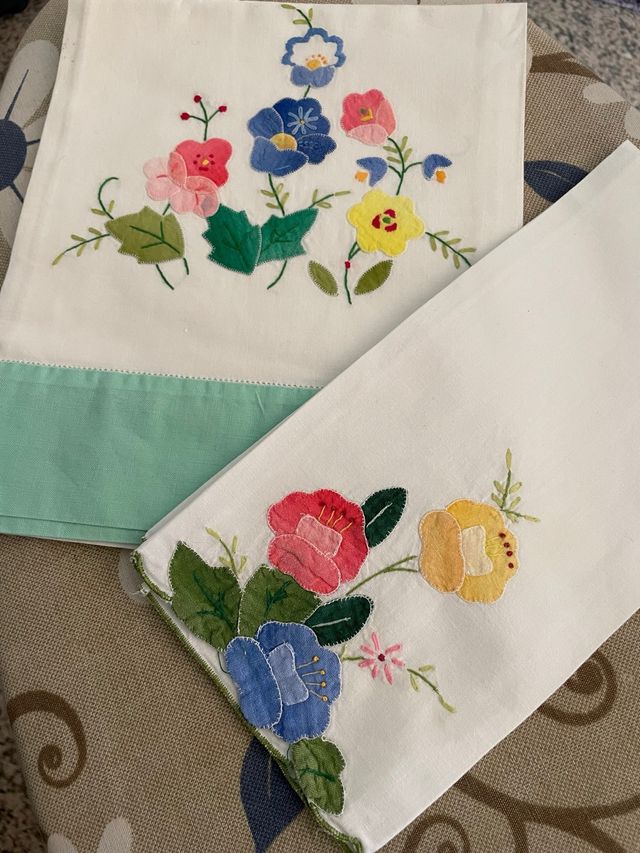 Asciugamani cotone ricamati fiori set