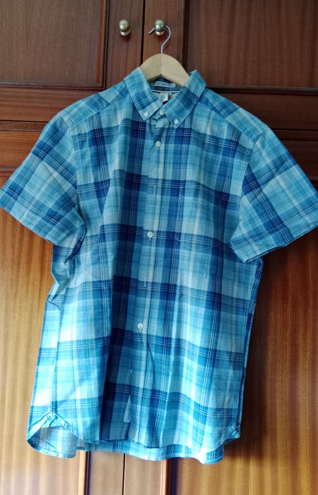 Camisa LOGG hombre cuadros azul y blanco