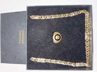 Conjunto Versace Cadena y Anillo Oro