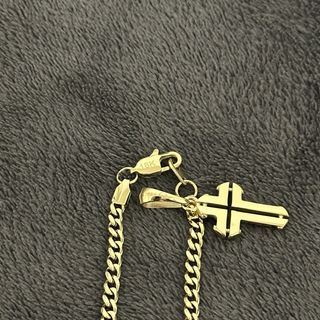 Cadena Cubana y Colgante Cruz Oro Laminado