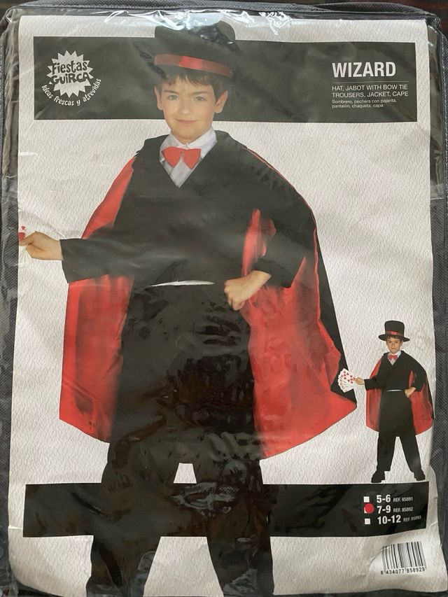 Traje de Feiticeiro Preto e Vermelho