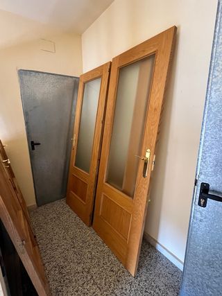Puertas de madera con cristal y puertas lisas 
