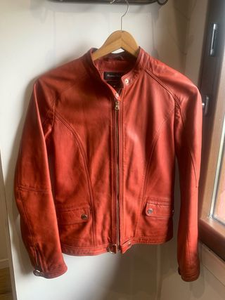 Cazadora Piel Massimo Dutti Roja