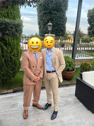 Traje Cruzado Hombre Zara Marrón