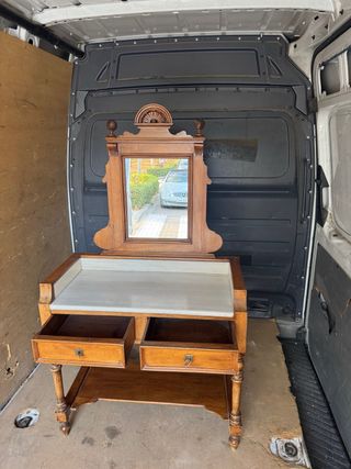 Tocador antiguo madera, mármol y espejo