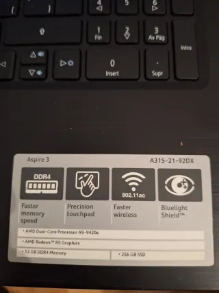 Acer Aspire A315 Portátil Negro