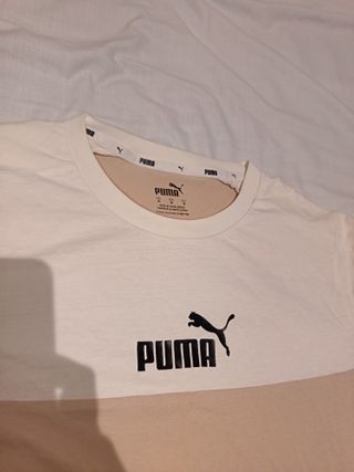 Camiseta Puma Talla M Color Beige y Blanco