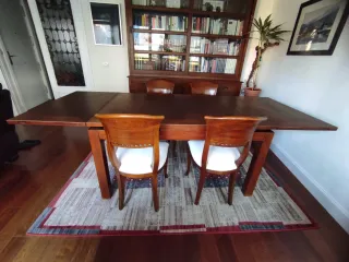 Mesa comedor, madera maciza, extensible