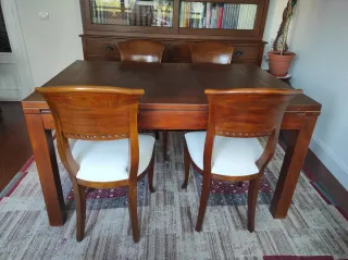 Mesa comedor, madera maciza, extensible