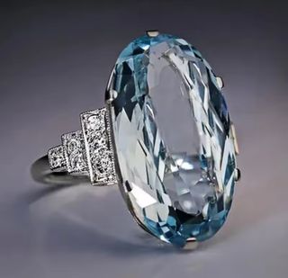 Anillo Acero Gran Piedra Azul