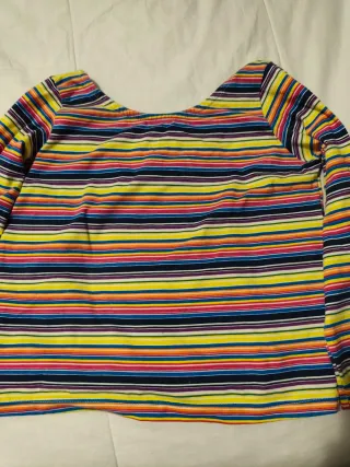 Blusa de rayas multicolor media manga y corta