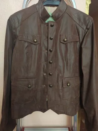 Chaqueta de piel mujer marrón