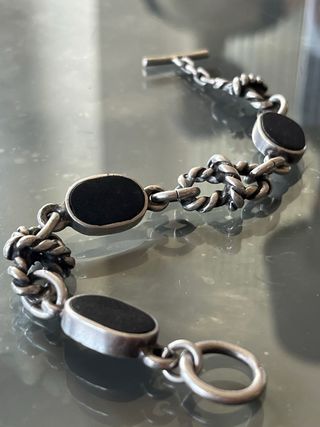 Bracciale in argento 925 vintage pietre nere 