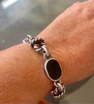 Bracciale in argento 925 vintage pietre nere 