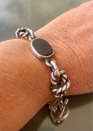 Bracciale in argento 925 vintage pietre nere 
