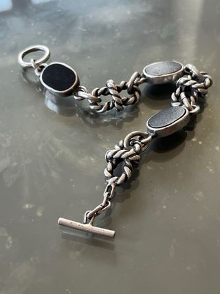 Bracciale in argento 925 vintage pietre nere 