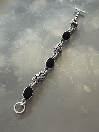 Bracciale in argento 925 vintage pietre nere 