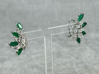 Conjunto Oro Blanco Esmeraldas y Diamantes