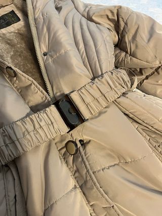 Abrigo Plumón Mujer Beige Nuevo