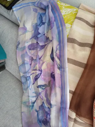 Pañuelo seda y chal, bufanda lana