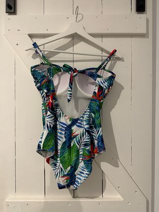 Bañador estampado tropical blanco
