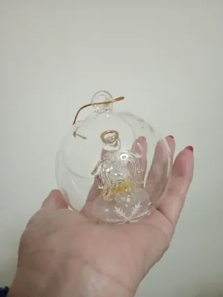 Pallina Angelo Vetro Trasparente Oro