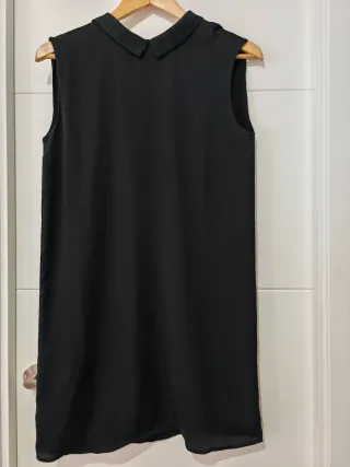 Vestido negro sin mangas con cuello Peter Pan XS