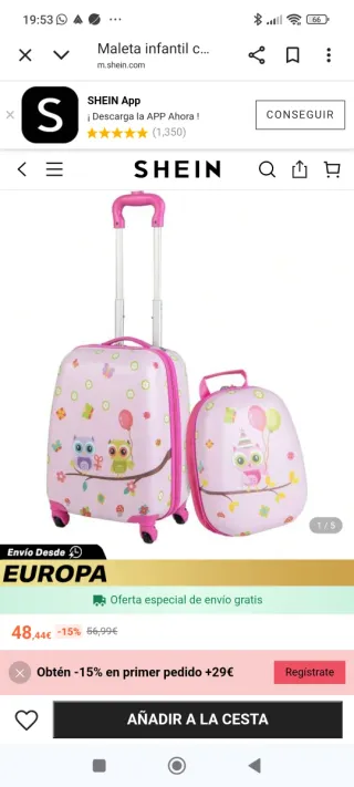 Maleta infantil con ruedas y dibujos
