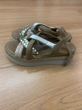 Sandalias Porronet Talla 39 Beige/Oro