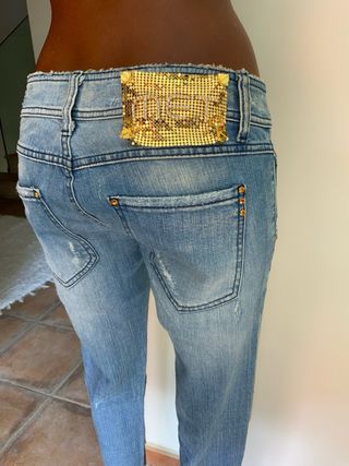 Met Jeans Vaqueros Azules Tachuelas